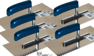 Produktbild von 5xGlättkelle gezahnt 6x6mm, 28x13cm, Edelstahl