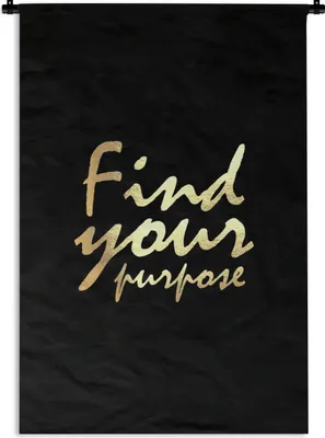 Produktbild von MuchoWow® Wandteppich Wandbehang Zitat - Leben - Gold - Schwarz 120x180 cm Tapisserie Dekoration Wandtuch - Schlafzimmer - Dekorationen für das Haus