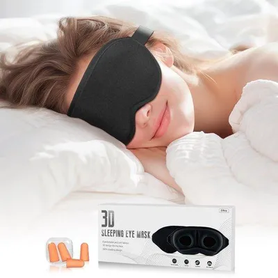 Imagen del producto de Mascarilla para dormir, paquete de 2 unidades, mascarilla 3D para los ojos, 100% opaca a la luz, súper suave
