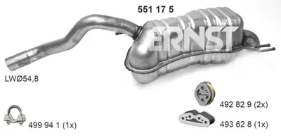 Produktbild von ERNST 551175 Endschalldämpfer für OPEL COMBO Kasten/Kombi (X12) Auspuff