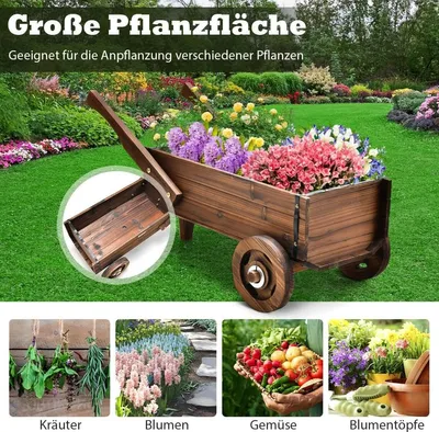 Produktbild von Pflanzenwagen Dekorativer Blumenwagen mit Rädern 81 x 40 x 38,5 cm Braun
