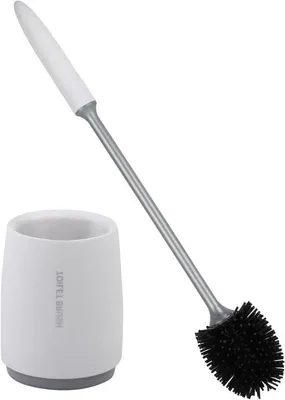 Produktbild von Schnelleinkauf - Toilettenbürste - Silikon-Toilettenbürste mit Halter - Schnelle und effektive Reinigung - 360° Gummibürste - Weiß - Für Badezimmer