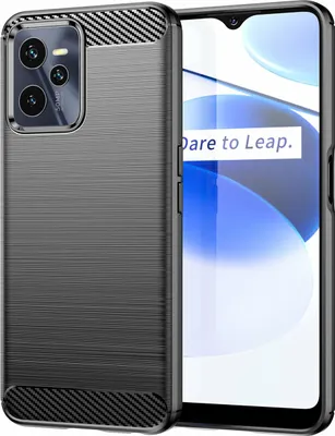 Produktbild von Silikon Hülle Carbon kompatibel mit Realme C35 Case TPU Soft Handyhülle Cover Schutzhülle Schwarz