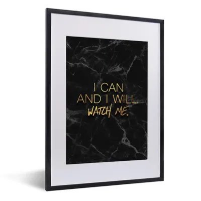 Produktbild von MuchoWow® Gerahmtes Poster Zitate - Marmor - Gold - Schwarz 30x40 cm - Poster mit Schwarzem Bilderrahmen Wandposter Rahmen Foto Bilder - Wandposter Schlafzimmer