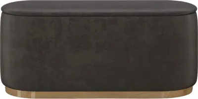 Produktbild von Dancan Scarlett ovaler POUF mit Stauraum / 110 cm / Sitzpuff mit Samtstoff bezogen / Grau