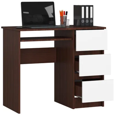 Produktbild von Schreibtisch 90cm mit 3 Schubladen und Tastaturauszug Computertisch Arbeitstisch
