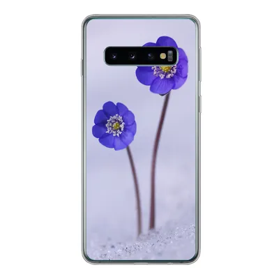 Produktbild von MuchoWow® Handyhülle Schutzhülle Hülle für Samsung Galaxy S10 Blumen - Schnee - Lila Silikon Softcase Handy Hülle - Handytasche