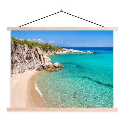 Produktbild von MuchoWow® Textilposter Meer - Strand - Sommer 60x45 cm mit holzfarbenen Rahmen - Bild