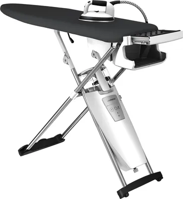A professional studio shot of a Laurastar S Pure Xtreme ironing system.