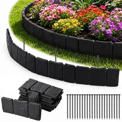 Image de Bordure de jardin en plastique imitation pierre - Flexible et résistante aux UV - 5 mètres