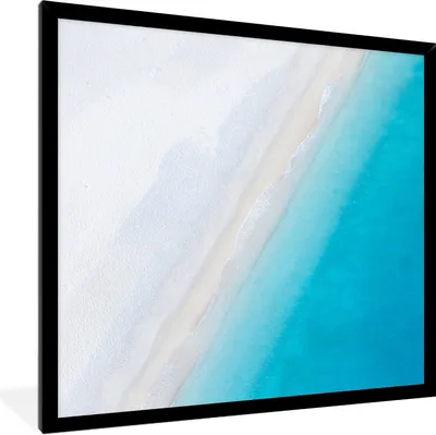 Produktbild von MuchoWow® Gerahmtes Poster Strand - Meer - Blau 40x40 cm - Poster mit Schwarzem Bilderrahmen Wandposter Rahmen Foto Bilder - Mit Rahmen - Wanddekoration Schlafzimmer
