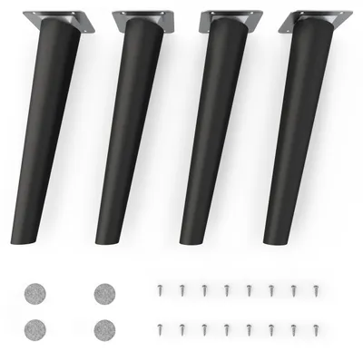 Produktbild von 4x sossai Holzfüße Schwarzmatt - schräge Ausführung 25cm Buche