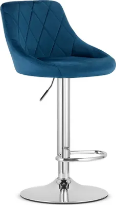 Immagine prodotto di Hocker da bar per sala da pranzo High Kast - Velluto blu navy / Base cromata