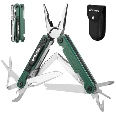Produktbild von WORKPRO 18-in-1 Multitool Multifunktionszange, Edelstahl, Grün