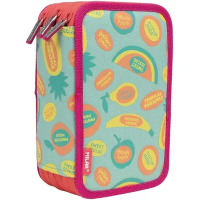 Image de Trousse Milan à 3 compartiments avec contenu, série spéciale frutikis, vert/orange