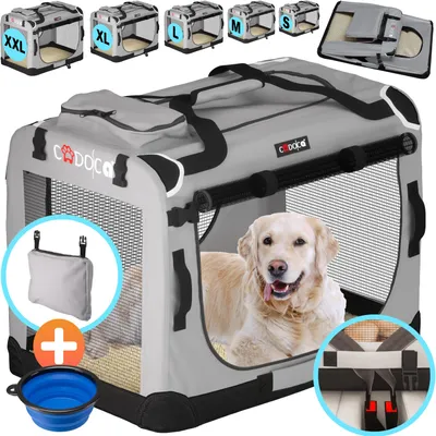 Image de CADOCA® Cage de transport M Gris pour animaux chien chat rongeur Respirant Pliable Sac de transport Matelas douillet