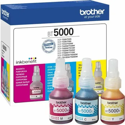 Produktbild von Brother BT5000CL Value Pack - 3er-Pack - 48.8 ml - Gelb, Cyan, Magenta - original - Nachfülltinte - für Brother DCP-T220, T420, T425, T426, T520, T525, T720, MFC-T920, InkBenefit Plus DCP-T426