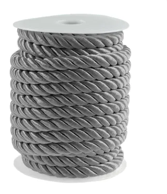 Produktbild von 10m Atlaskordel Atlasschnur ca. 8-10 mm glänzend gedreht, Seil Kordel Schnur, Farbwahl , Farbe:grau