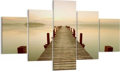 Produktbild von Bild auf Leinwand - Leinwandbild - Brücke See - 125x70cm - Wand Bild - Wanddeko - Wandbilder - Leinwanddruck - Bilder - Kunstdruck - Wanddekoration - Leinwand bilder - Wandkunst - EA125x70-3625