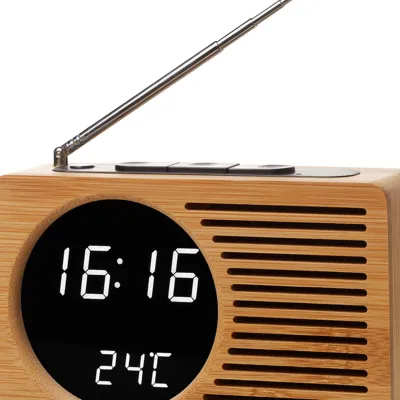 Obrázek produktu pro Multifunkční noční rádio Dřevěný budík s vysokým rozlišením Velká obrazovka Digitální displej Hodiny Rádio