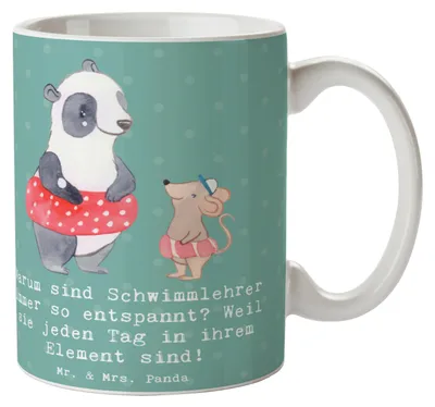 Produktbild von Mr. & Mrs. Panda Kaffeebecher Entspannte Schwimmlehrer - Meeresbrise - Geschenk, Mentor, Tasse, Teetasse, Berufsprodukte, Schwimmlehrerin, Wassersport, Schwimmunterricht