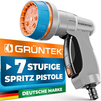 Produktbild von GRÜNTEK Gartenbrause, 7-Funktionen Garten Handbrause für Garten, Autowaschen und Zuhause, Multifunktions-Bewässerungspistole.