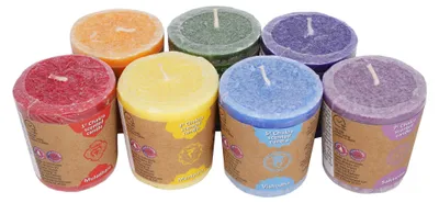 Produktbild von yogabox 7 Chakra Stearin Duftkerzen - 6 x 2,5 cm Chakra