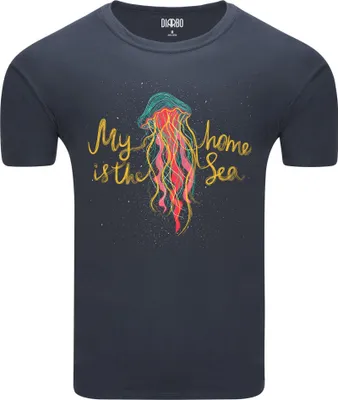 Produktbild von Diarbo Herren T-Shirt mit Meeresdruck Regenbogenqualle Dunkelgrau Gr.L