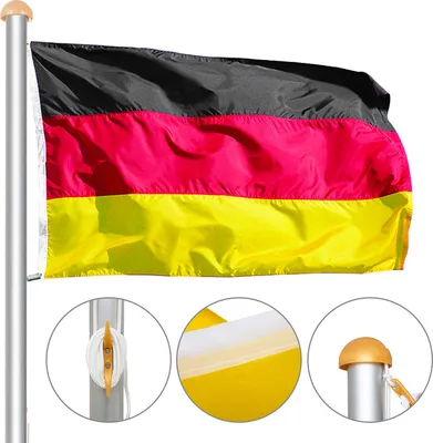 Produktbild von Yakimz Fahnenmast Aluminium Teleskop 650cm Bodenhülse 60cm inkl. Deutschlandfahne Flaggenmast Mast Flagge Alu