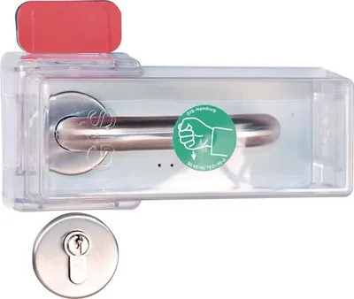 Image de Bouton de déverrouillage de type K pour loquets de porte, en plastique Macrolon transparent