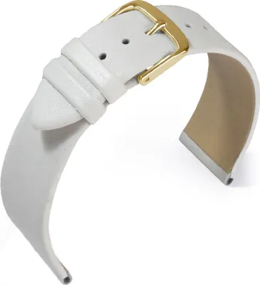 Produktbild von EULIT Uhrenarmband | Nappaleder, weiß ohne Naht | Dornschließe, Stegbreite:16mm, Schließe:Gelbgolden