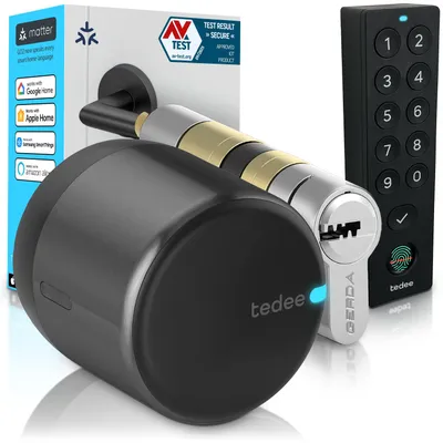 Immagine prodotto di tedee GO2 Alu Serratura Smart | Impronta Digitale, Codice PIN, Cilindro Classe 6 Antieffrazione | Matter, Alexa, Google Home, Apple HomeKit