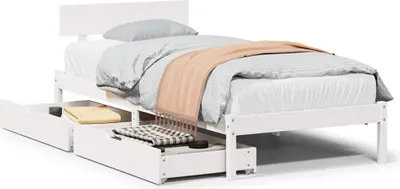 Produktbild von vidaXL Massivholzbett ohne Matratze Weiß 75x190 cm Kiefernholz