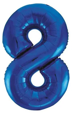 Produktbild von Folienballon Zahl 8 in Blau, ca. 86 cm, für Geburtstag & Jubiläum, mit Helium oder Luft befüllbar