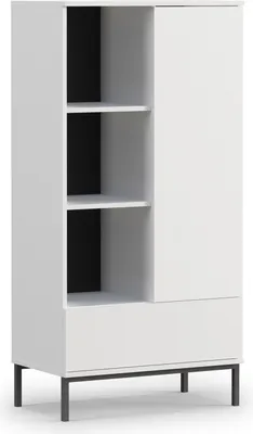 Produktbild von Regalschrank QUERTY QT-03 Regal Vitrine Schrank Bücherregal Wohnzimmerschrank Push-to-Open Grifflos Modern (Weiß Matt)
