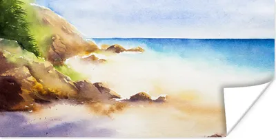 Produktbild von MuchoWow® Poster Meer - Berg - Aquarell 160x80 cm - Foto Poster