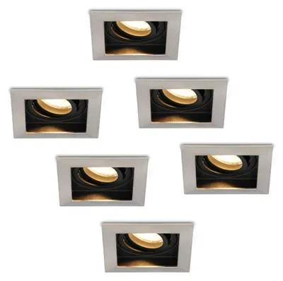 Image de HOFTRONIC - Spot LED encastrable carré 4W 2700K GU10 inox orientable dimmable