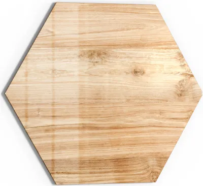 Produktbild von DEQORI Magnettafel Glas 55x48 cm 6-eckig 'Holzstruktur detailliert' beschreibbar Whiteboard