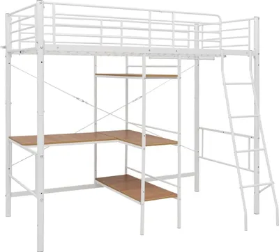 Obrázok produktu pre vidaXL Poschodová posteľ s rámom stola biela kovová 90x200 cm