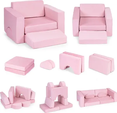 Immagine prodotto di Sedia per bambini modulare fai da te 8 morbidi cuscini pieghevoli - ECOTOYS rosa