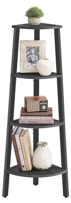 Produktbild von VASAGLE Eckregal, Bücherregal mit 4 Ebenen, Leiterregal, Aufbewahrungsregal, Pflanzenregal für Wohnzimmer, Industrial-Design, mit Stahlrahmen, anthrazitgrau-Mattschwarz LLS034B22