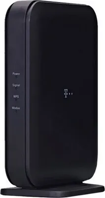 A black T-Mobile router is shown from a side angle on a white background.