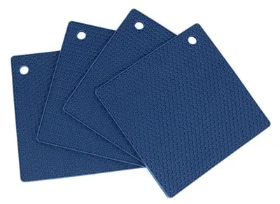 Immagine prodotto di Sottobicchieri in silicone, set da 4, colore blu navy, dimensioni 17x17x0,6 cm, resistenti al calore