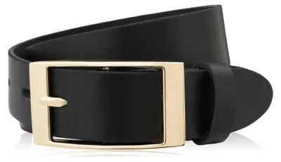 Produktbild von Damen Ledergürtel 120 cm schwarz mit goldener Schnalle Paolo Peruzzi Damengürtel PG-02-BLZ-120
