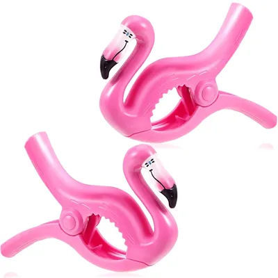 Strandtuchclips 2 Stück Flamingo-Design, 9x11 cm, Kunststoff, Edelstahl, Rosa