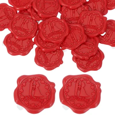 Productafbeelding van Waxzegelstickers - Zelfklevend met bruiloftmotief - 24 stuks - Rood