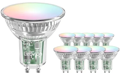 Produktbild von Ledvion 10er Set Smart GU10 LED Spot 5W RGB+CCT Wi-Fi 345 lm