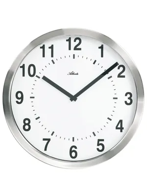 Produktbild von Atlanta 4278 Wanduhr Quarz analog silbern rund aus Kunststoff mit Metallrahmen