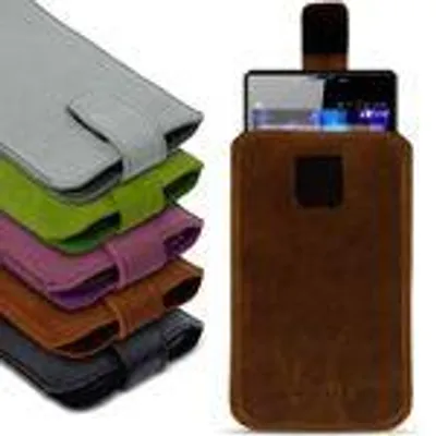 Produktbild von Universal Smartphone Leder Tasche Pull Tab Sleeve Hülle Schutzhülle Case CoverFarben:Schwarz;Größe:Für 6.0 - 6.4 Zoll