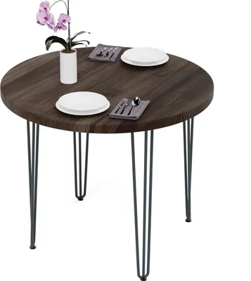 Produktbild von LAMO Manufaktur Esstisch rund 90 cm | Wohnzimmertisch Holz, Runder Tisch | Holztisch für Küche, Esszimmer| Stärke: 40mm, Farbe: Ebenholz, Beine: Anthrazit